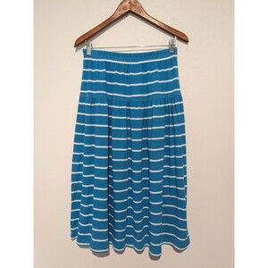 Fun Vintage 80s Drop Waist Turquoise Blue Knit A-Line Midi Skirt M/L Exc